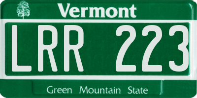 VT license plate LRR223
