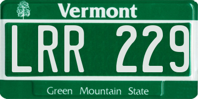 VT license plate LRR229