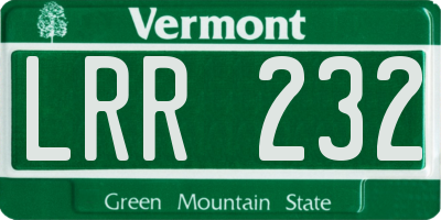 VT license plate LRR232