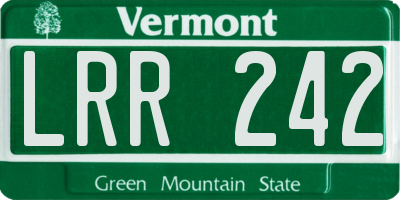 VT license plate LRR242