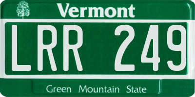 VT license plate LRR249
