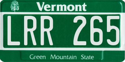 VT license plate LRR265