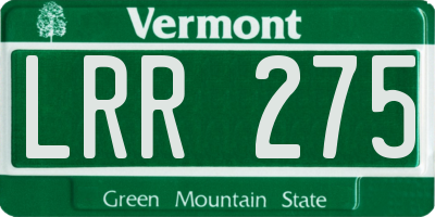 VT license plate LRR275