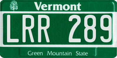 VT license plate LRR289