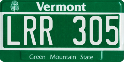 VT license plate LRR305
