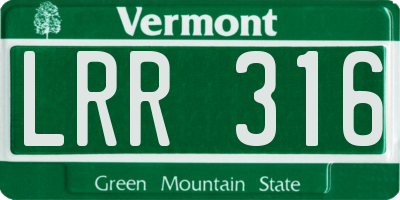 VT license plate LRR316