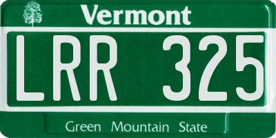VT license plate LRR325