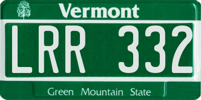 VT license plate LRR332