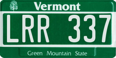 VT license plate LRR337