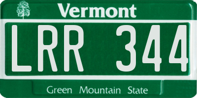 VT license plate LRR344