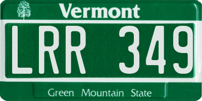 VT license plate LRR349