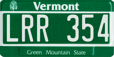 VT license plate LRR354