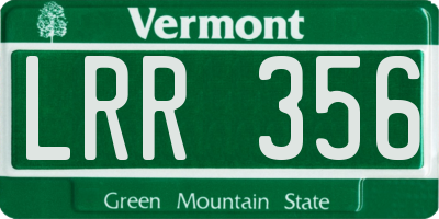 VT license plate LRR356