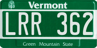 VT license plate LRR362
