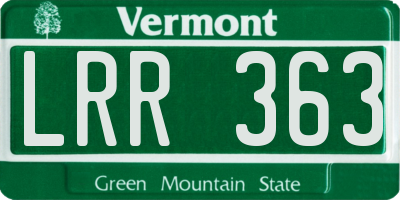 VT license plate LRR363