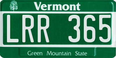 VT license plate LRR365