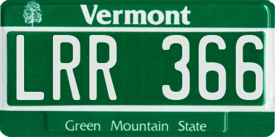 VT license plate LRR366