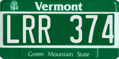 VT license plate LRR374