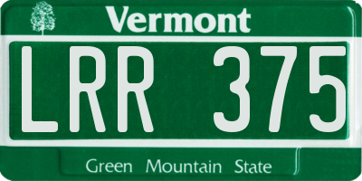VT license plate LRR375