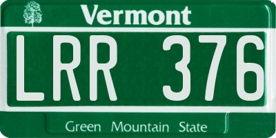 VT license plate LRR376