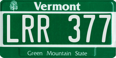VT license plate LRR377