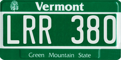 VT license plate LRR380