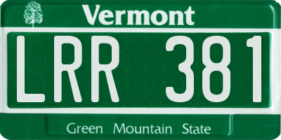 VT license plate LRR381