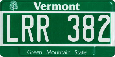 VT license plate LRR382