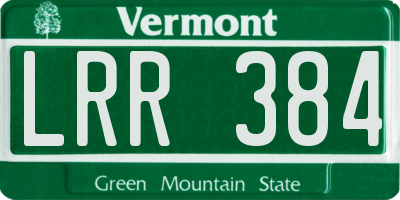 VT license plate LRR384