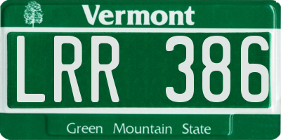 VT license plate LRR386
