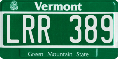 VT license plate LRR389