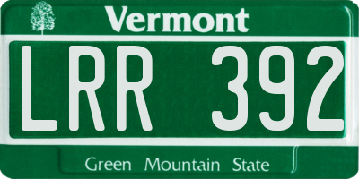 VT license plate LRR392