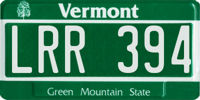 VT license plate LRR394