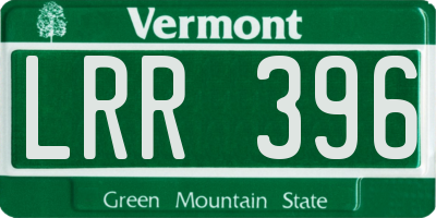 VT license plate LRR396