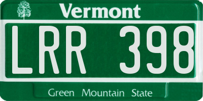 VT license plate LRR398