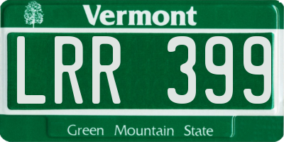 VT license plate LRR399