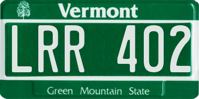 VT license plate LRR402