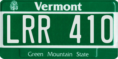 VT license plate LRR410