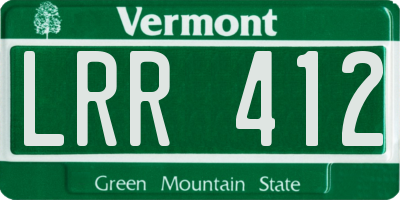 VT license plate LRR412