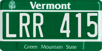 VT license plate LRR415