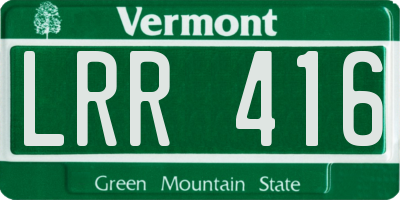 VT license plate LRR416