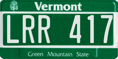 VT license plate LRR417