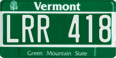 VT license plate LRR418