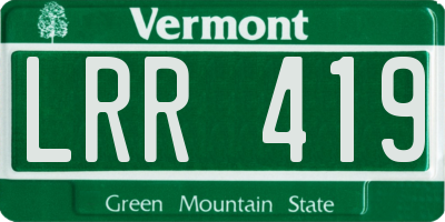 VT license plate LRR419