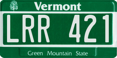 VT license plate LRR421