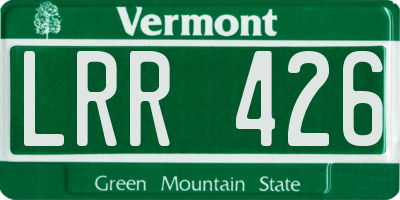 VT license plate LRR426