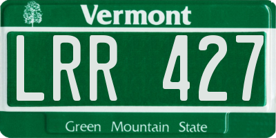 VT license plate LRR427