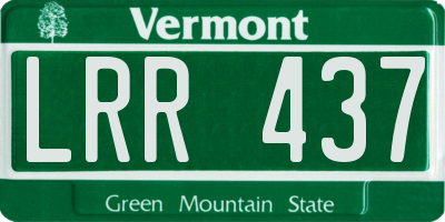 VT license plate LRR437