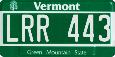 VT license plate LRR443