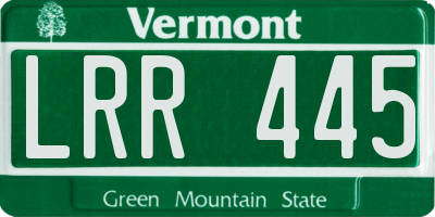 VT license plate LRR445